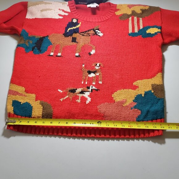 Exclusive Imports Crewneck Hunt Scene 80s Sweater Sz M- shipping incl. - Picture 9 of 16
